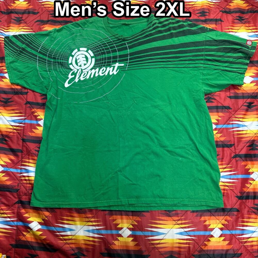 Vintage Y2K Element Skateboarding Green T-Shirt Men’s Size 2XL